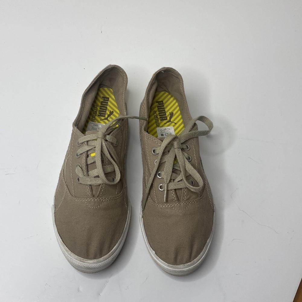 Puma Eco Ortholite Womens Grey Canvas Lace-Up Sneakers Size 7-1/2
